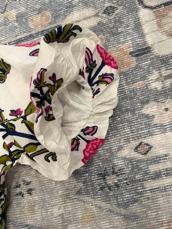 💙 NWT 💙 THML • White Floral Puff Sleeve Maxi Dress with Contrast Collar • Small - Picture 10 of 16